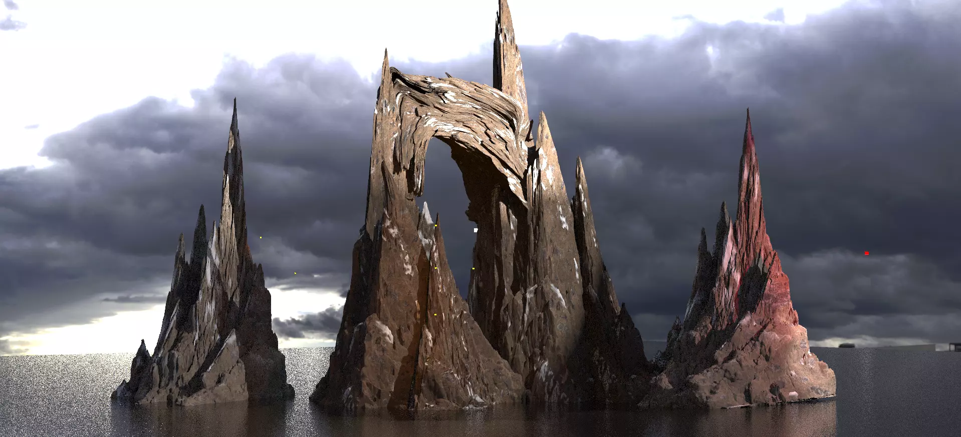 Stylized Snow Mountain rock cliff 3 versions 3D model