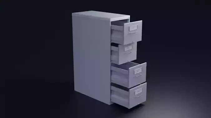 Filing Cabinet 4K and 2K Low-poly 3D model