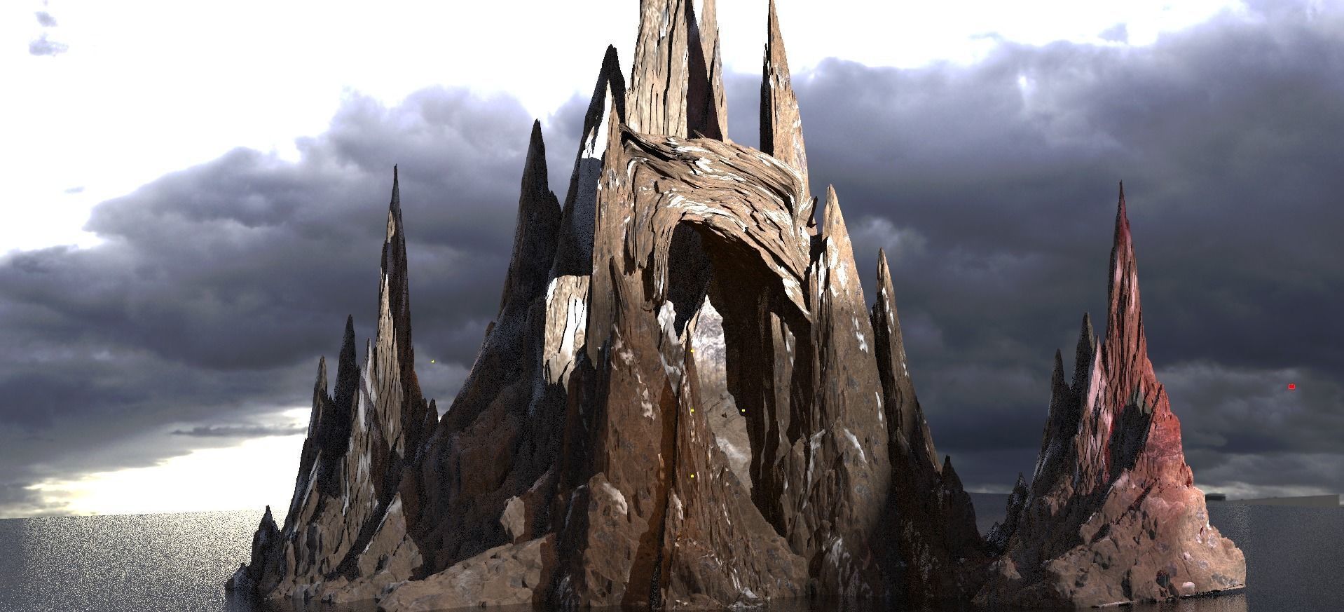 Stylized Snow rock cliffs 3 Mountains 3D model_1