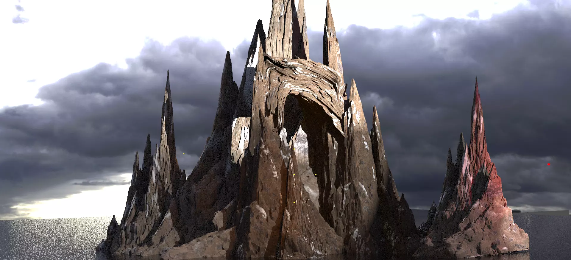 Stylized Snow rock cliffs 3 Mountains 3D model_0