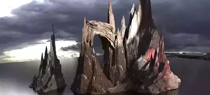 Stylized Snow Mountain rock cliff 4 versions