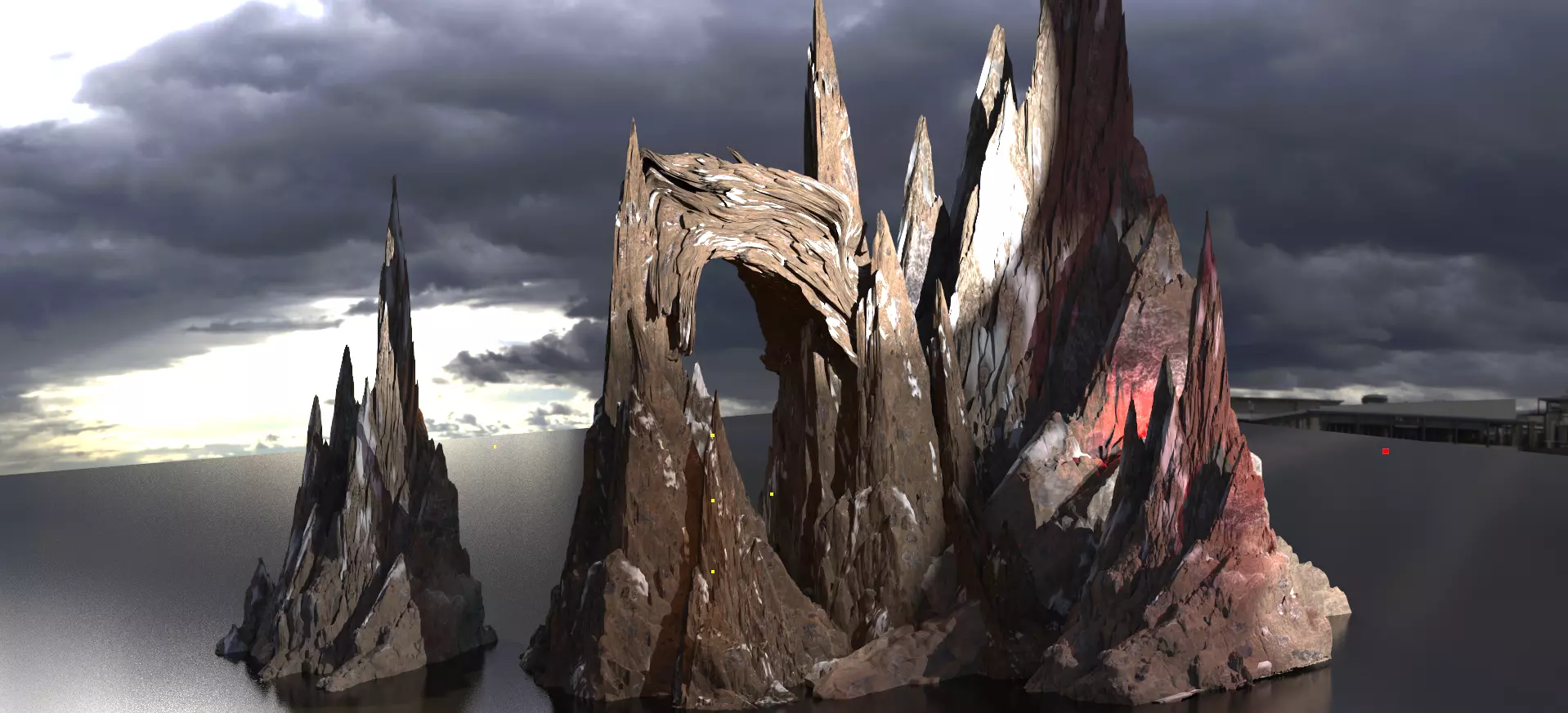 Stylized Snow Mountain rock cliff 4 versions 3D model_0