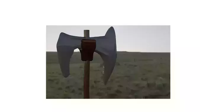 axe low-poly in sky