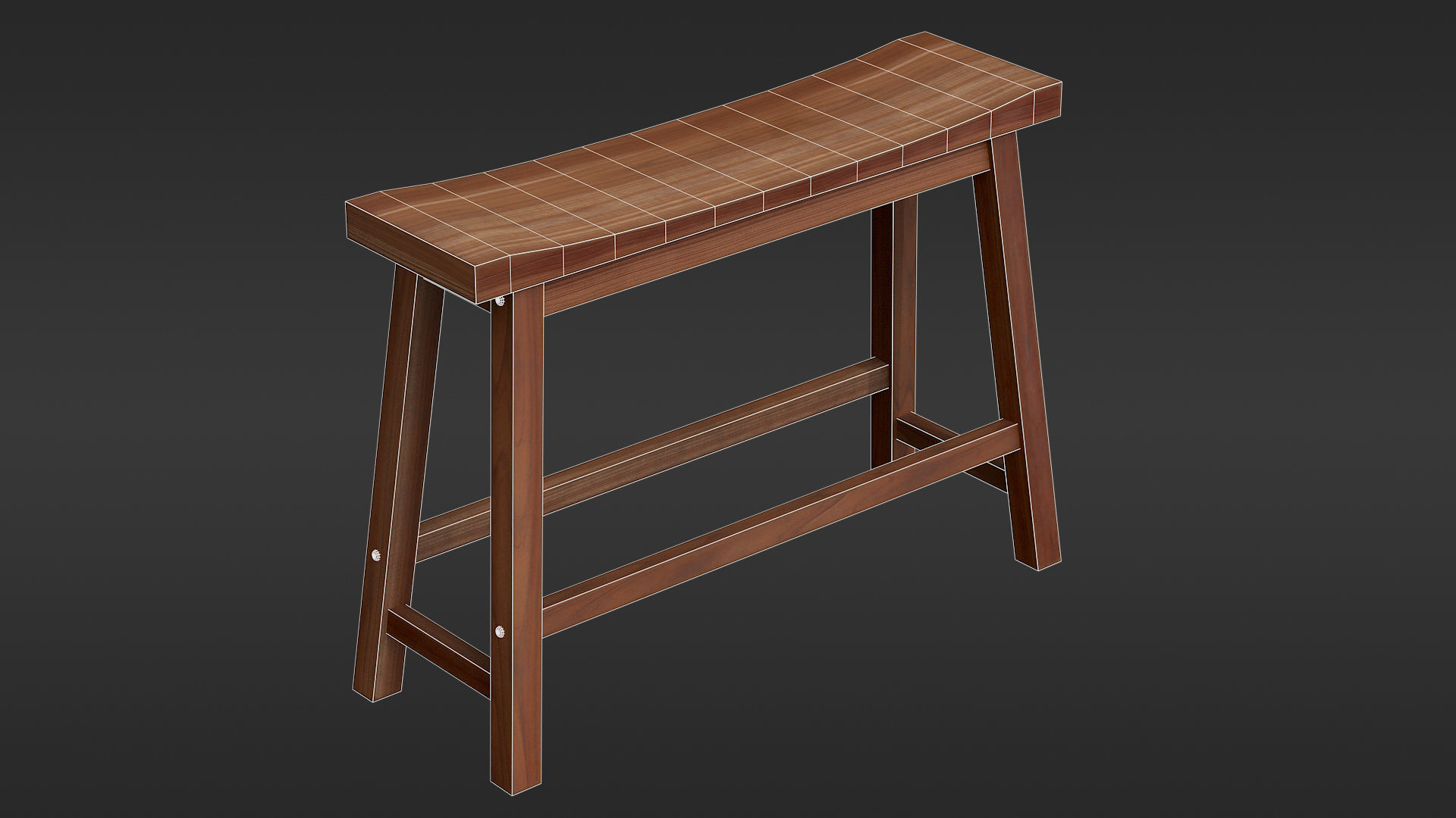 Wooden Bench Free low-poly 3D model_3