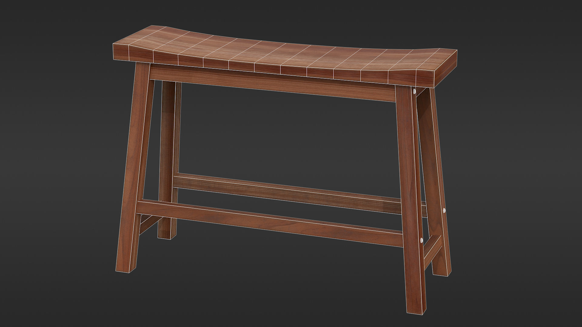 Wooden Bench Free low-poly 3D model_9
