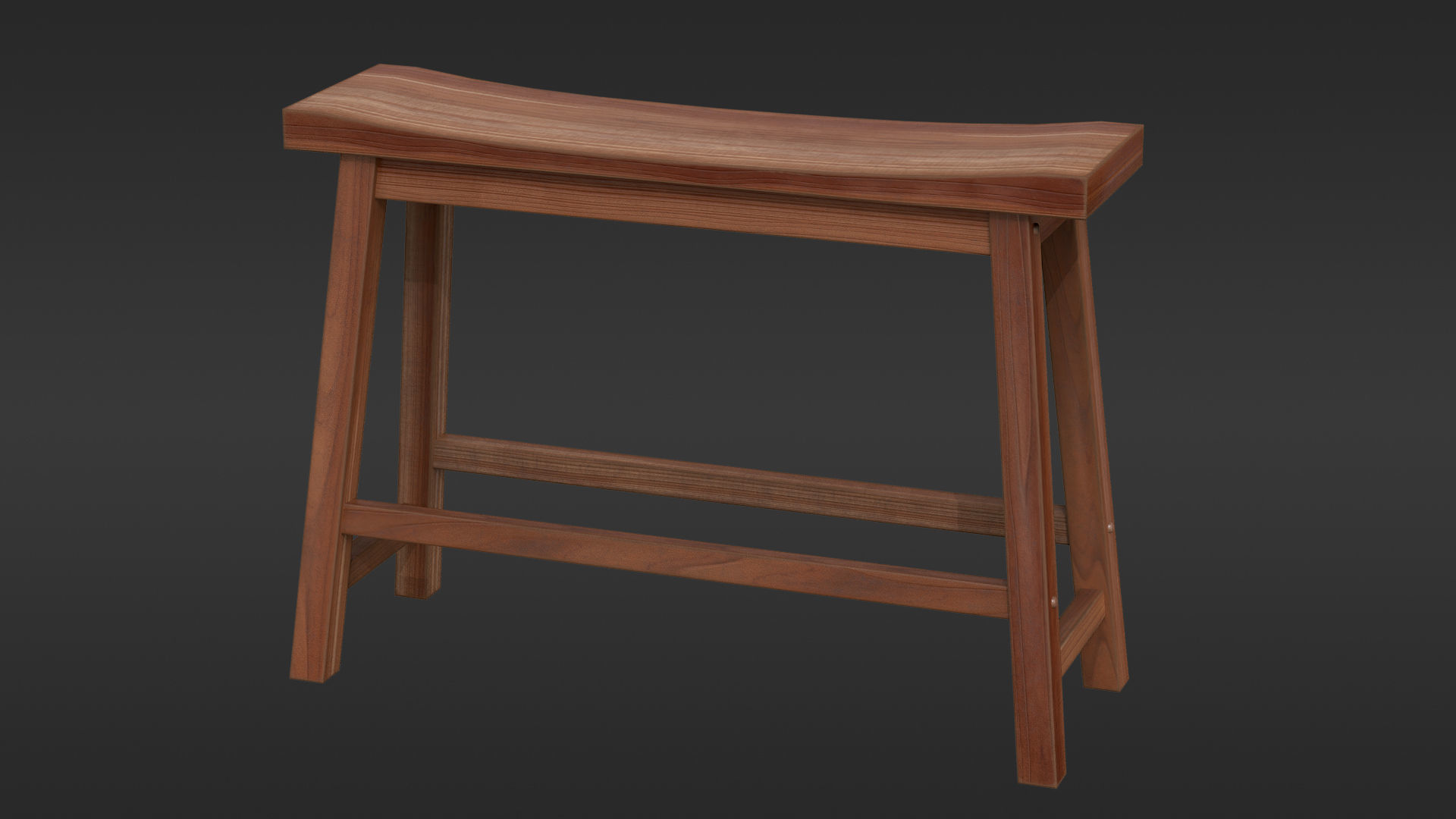 Wooden Bench Free low-poly 3D model_8