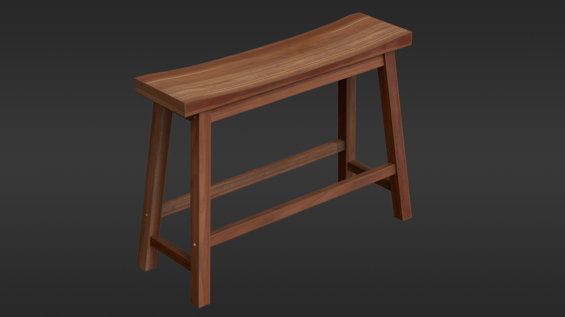 Wooden Bench Free low-poly 3D model_2