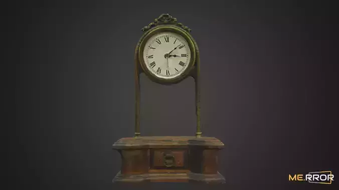 Old Wooden Table Clock 3D model