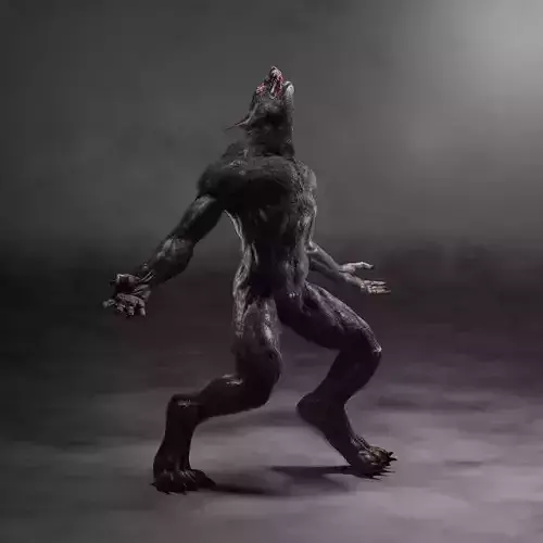 Werewolf demon with claws Low-poly 3D model