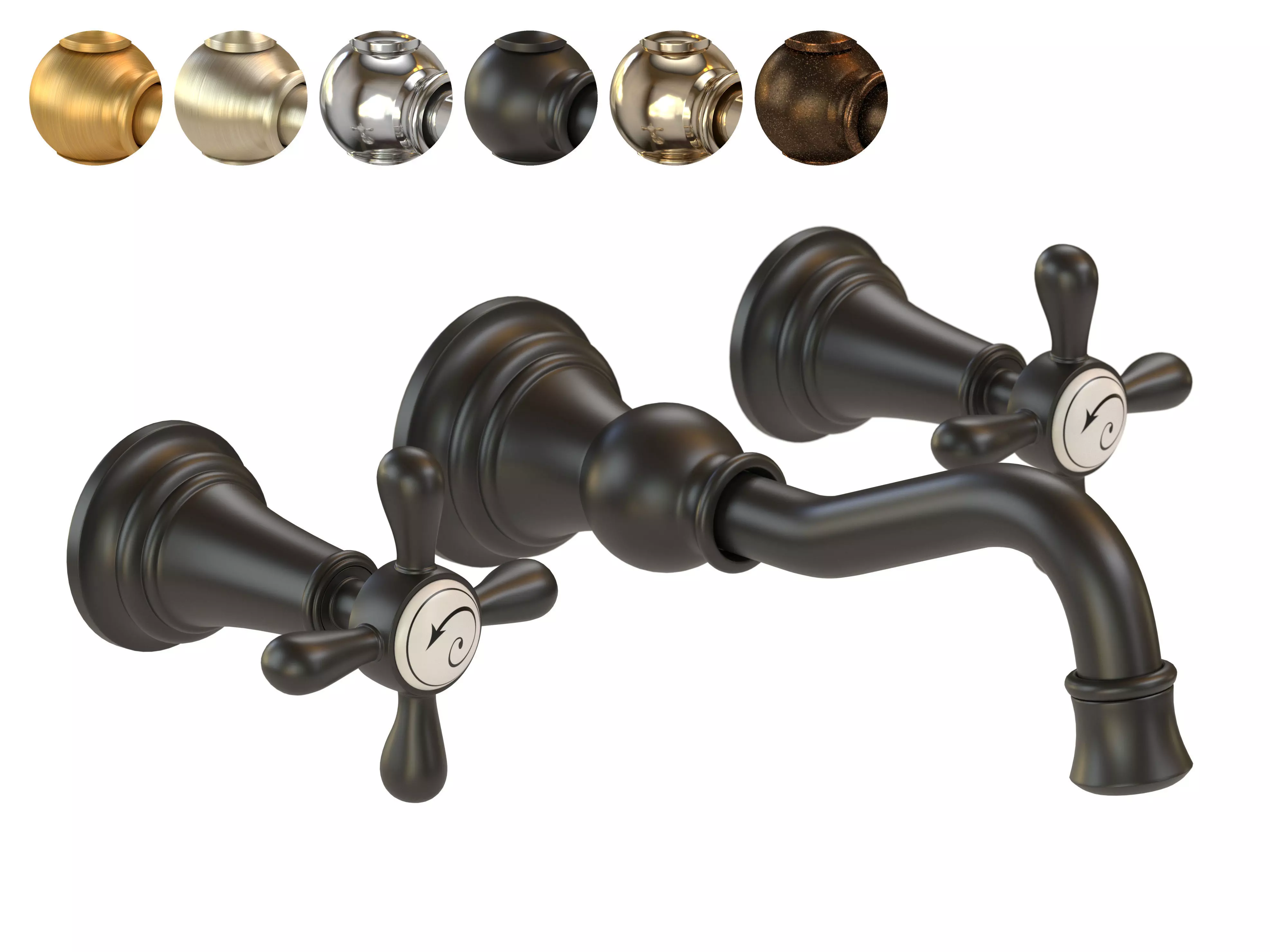Moen Weymouth GPM Wall Mounted Widespread Bathroom Faucet 3D model