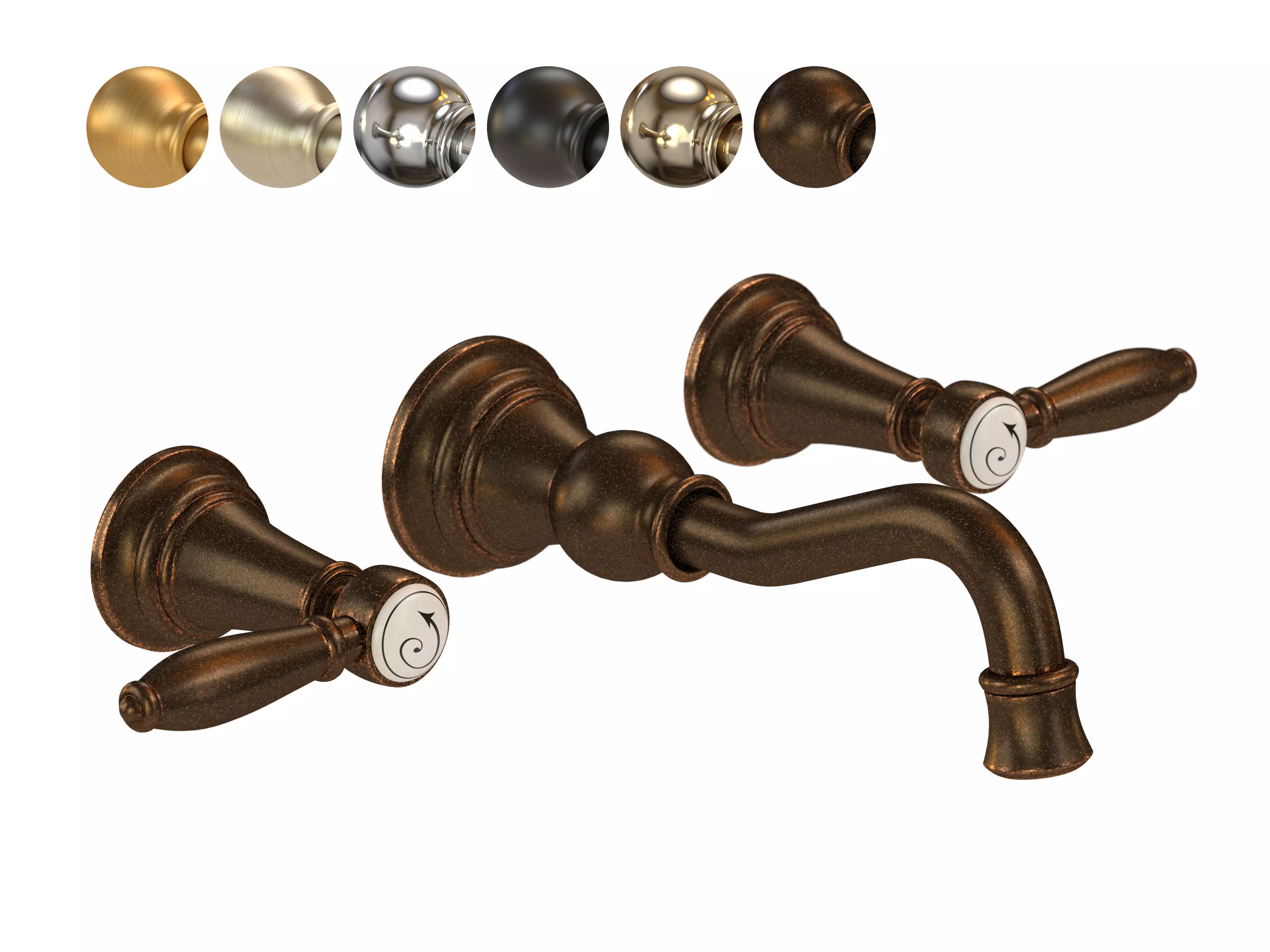 Moen Weymouth Wall Mounted Widespread Bathroom Faucet 3D model