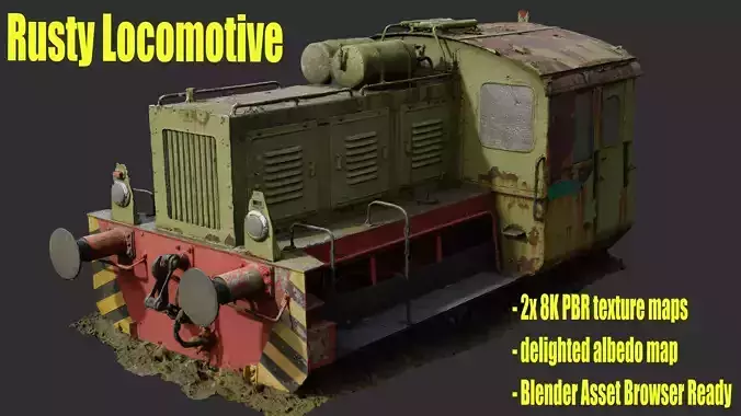 Rusty old locomotive 3D model