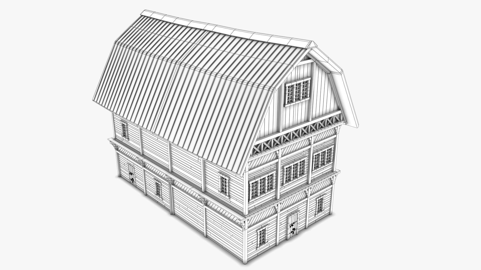 Barn 01 Low-poly 3D model_7