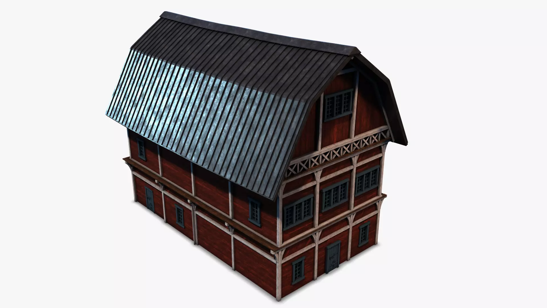 Barn 01 Low-poly 3D model_0