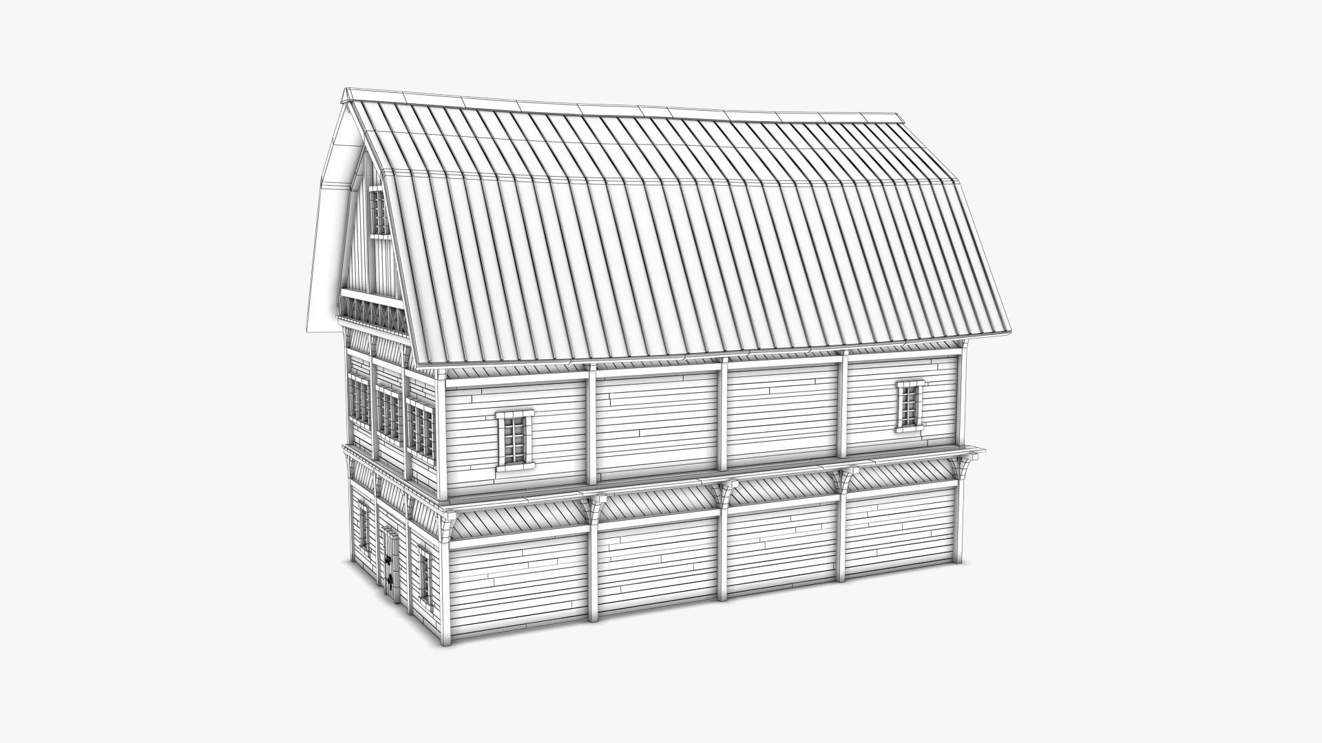 Barn 01 Low-poly 3D model_9