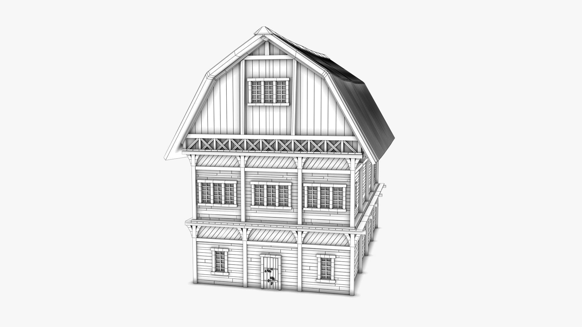 Barn 01 Low-poly 3D model_8