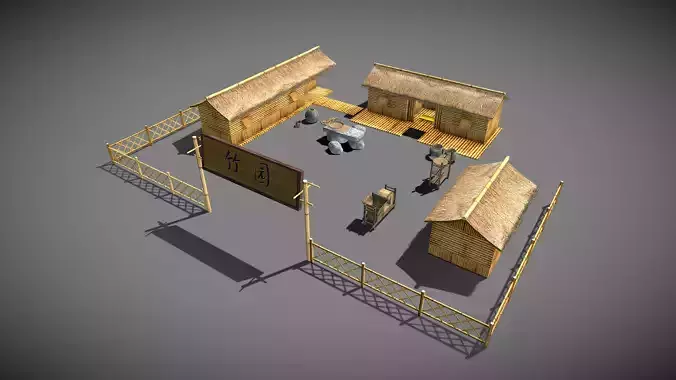 Yard 3D Model chinese village