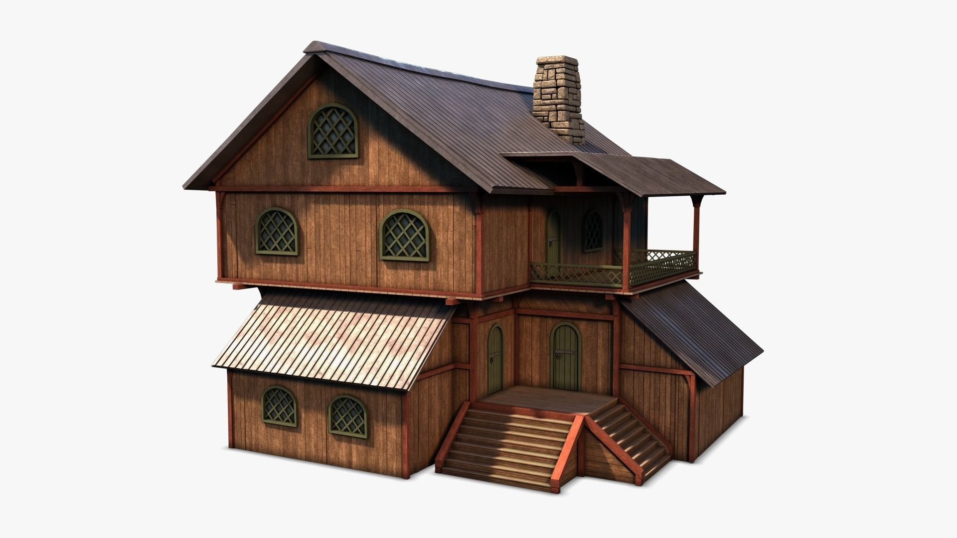 cottage 01 Low-poly 3D model_2