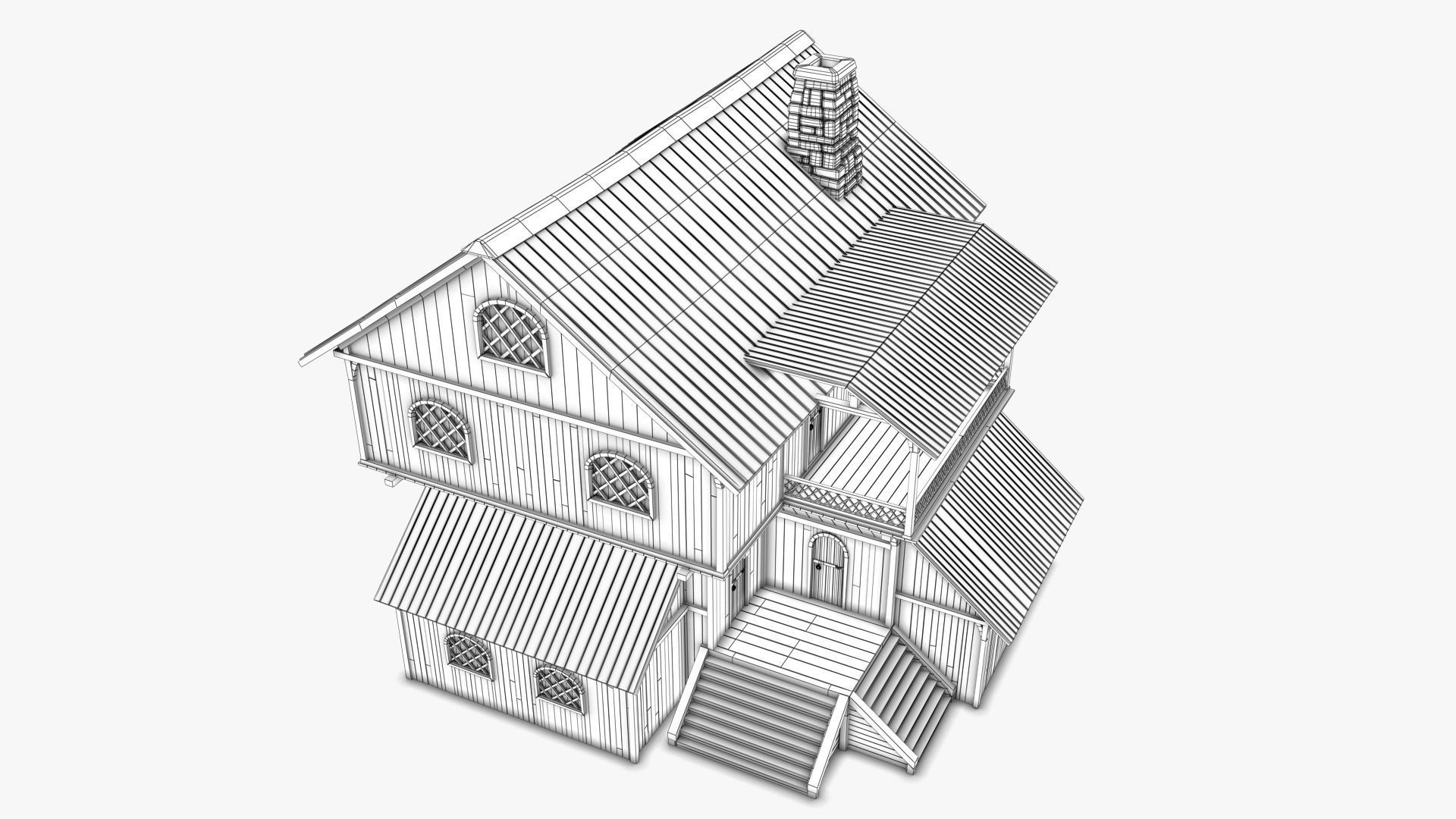cottage 01 Low-poly 3D model_10