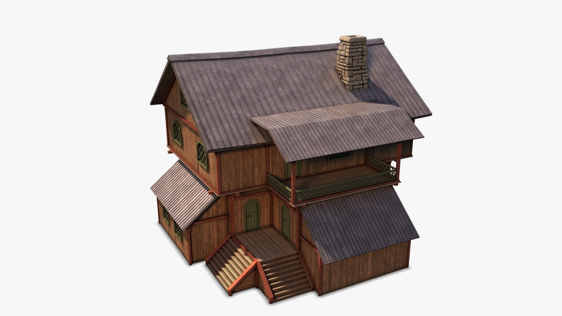 cottage 01 Low-poly 3D model_4