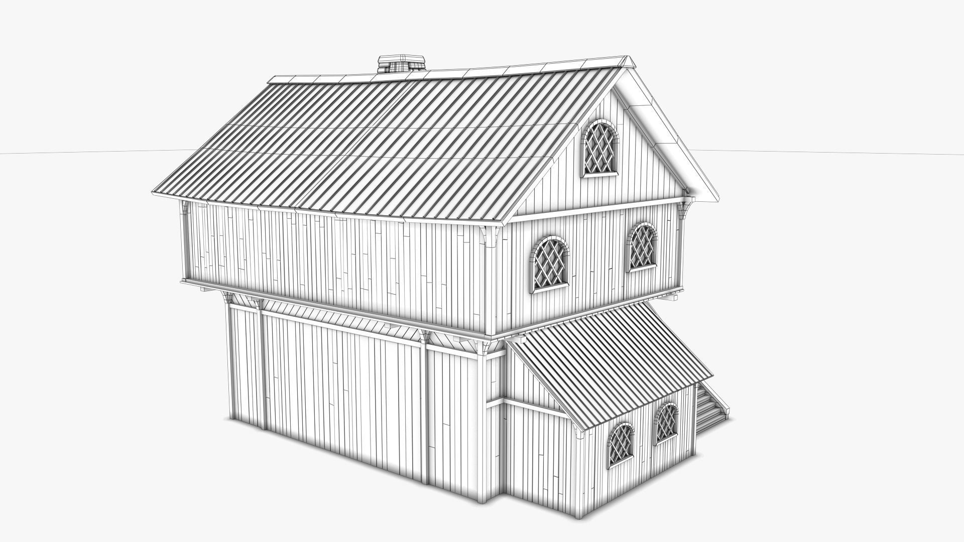 cottage 01 Low-poly 3D model_8