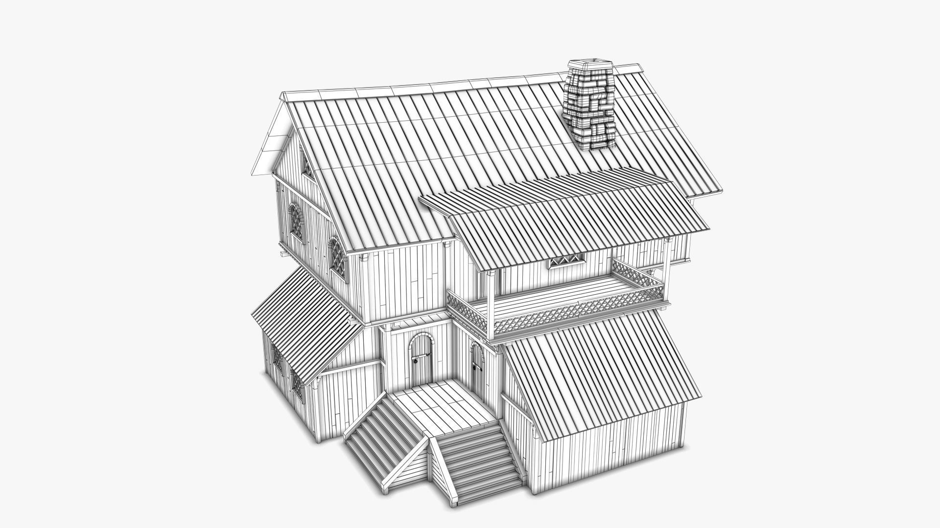cottage 01 Low-poly 3D model_9