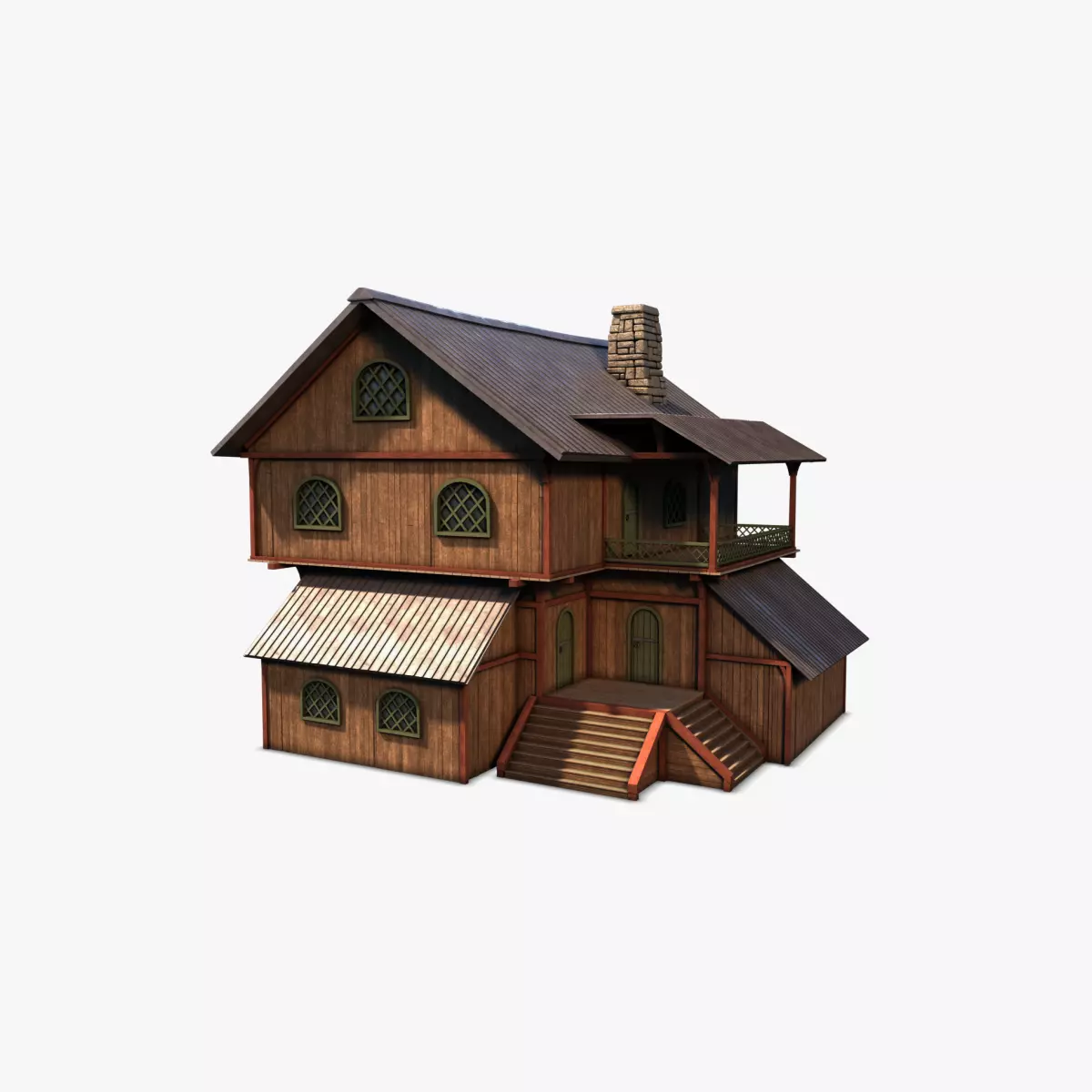 cottage 01 Low-poly 3D model_0