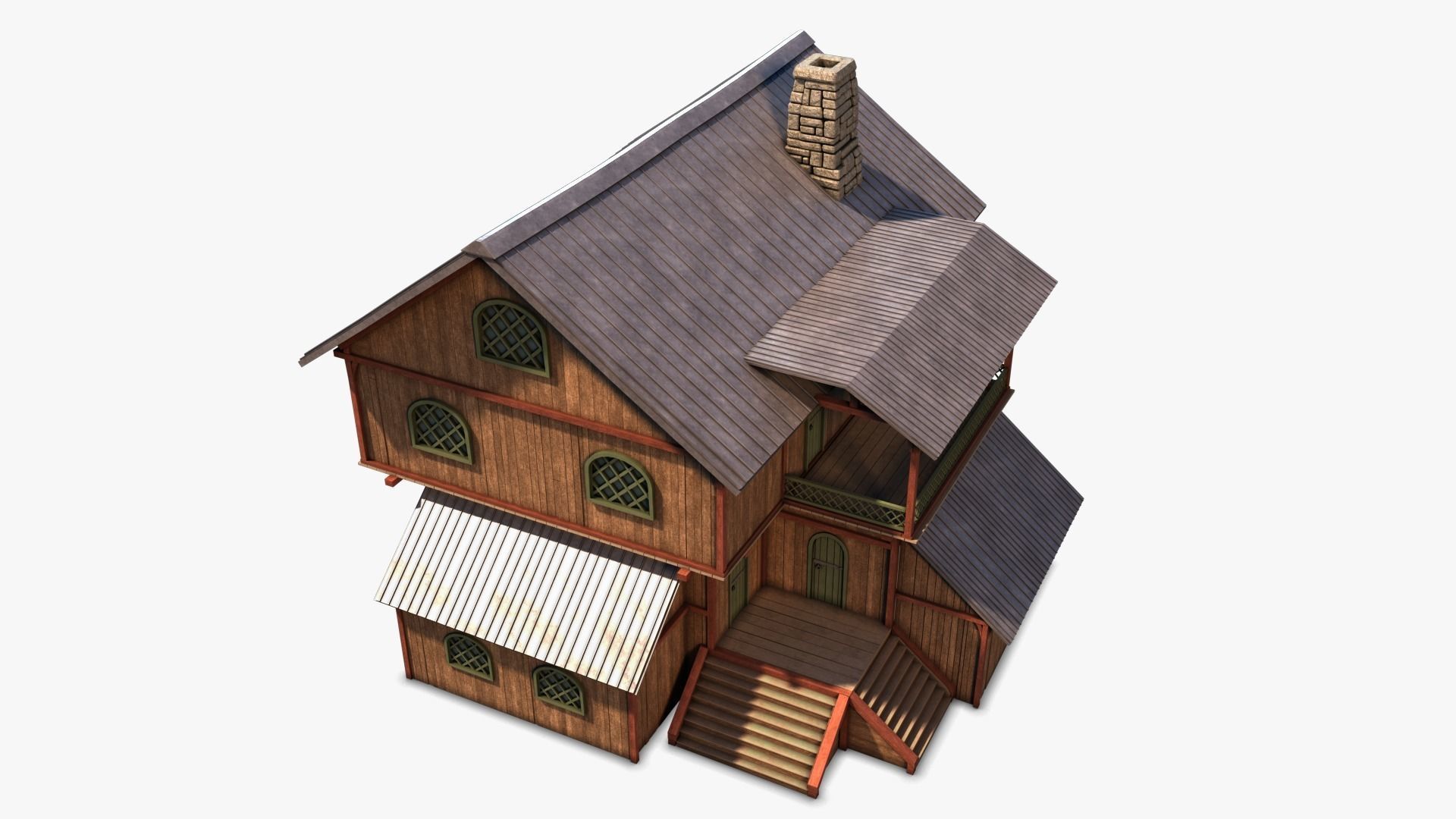 cottage 01 Low-poly 3D model_5