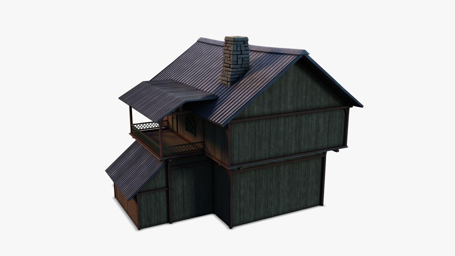 cottage 01 Low-poly 3D model_6