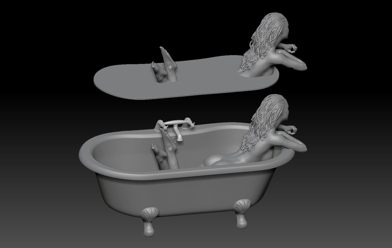 GIRL TOILET TUB 3 3D print model_4