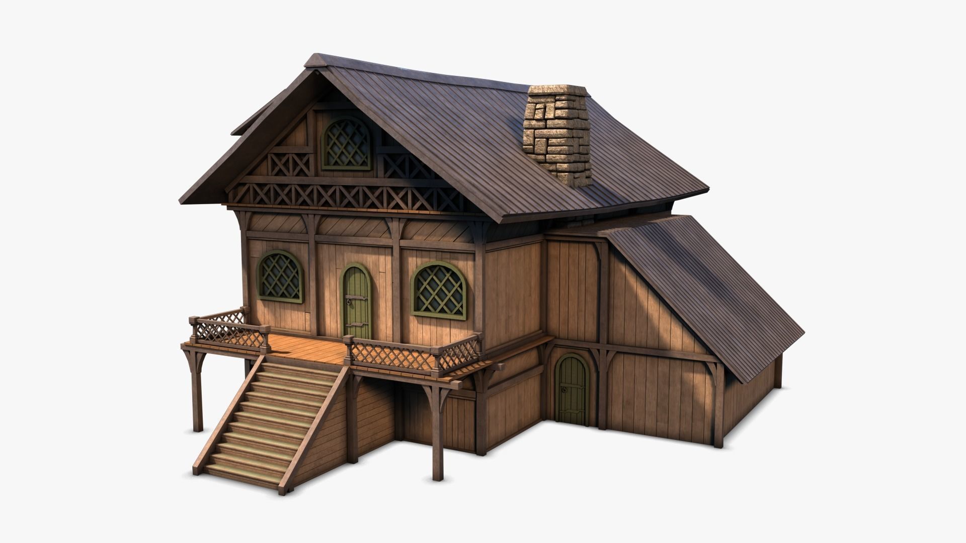Cottage 02 Low-poly 3D model_3