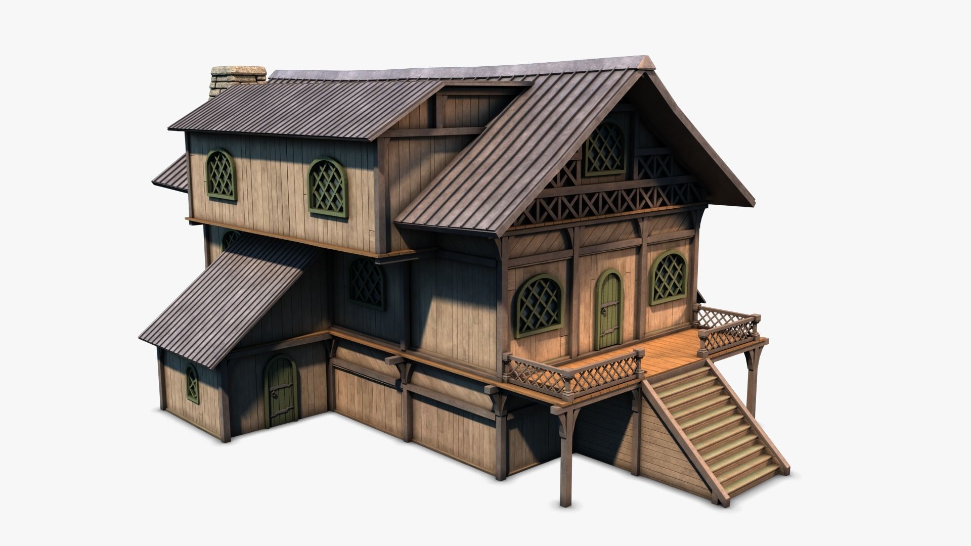 Cottage 02 Low-poly 3D model_2
