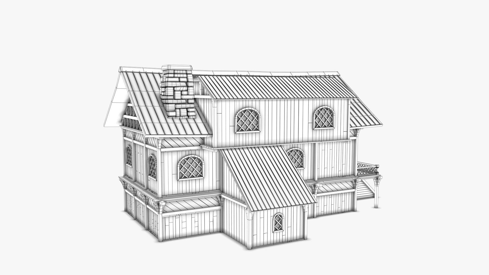 Cottage 02 Low-poly 3D model_9