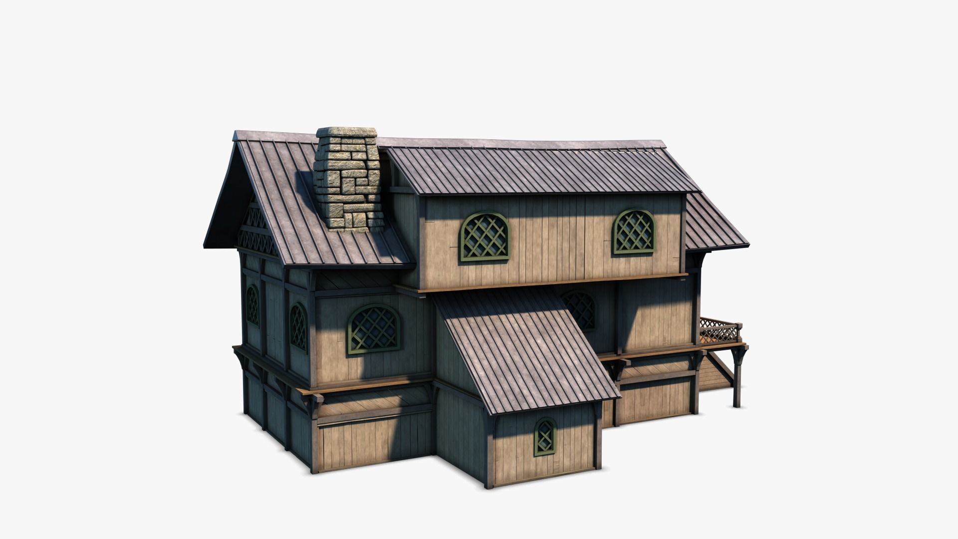 Cottage 02 Low-poly 3D model_4