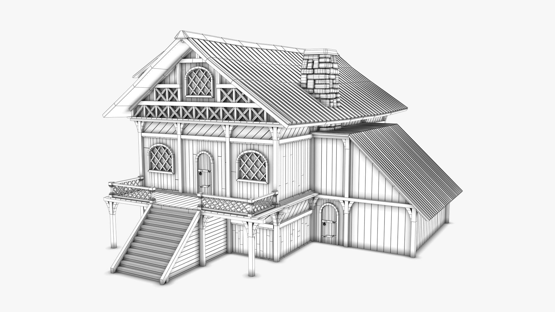 Cottage 02 Low-poly 3D model_8