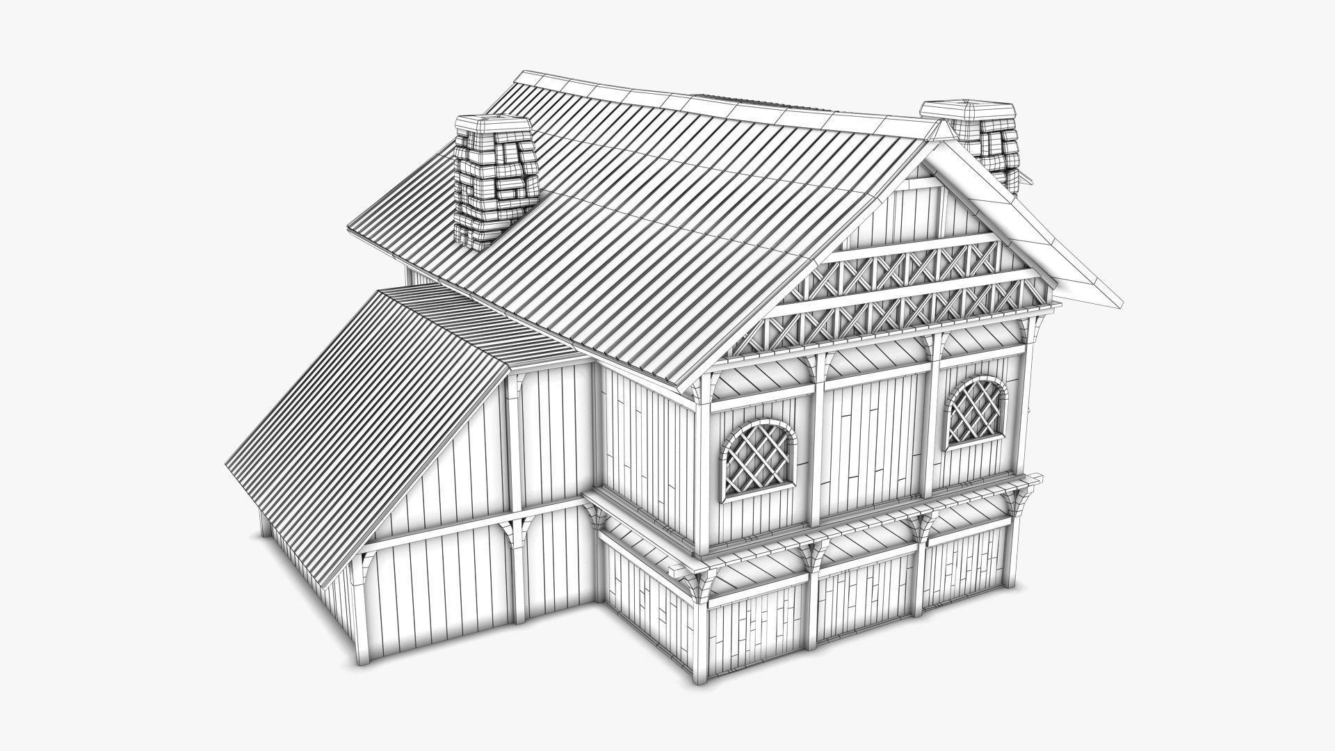 Cottage 02 Low-poly 3D model_10