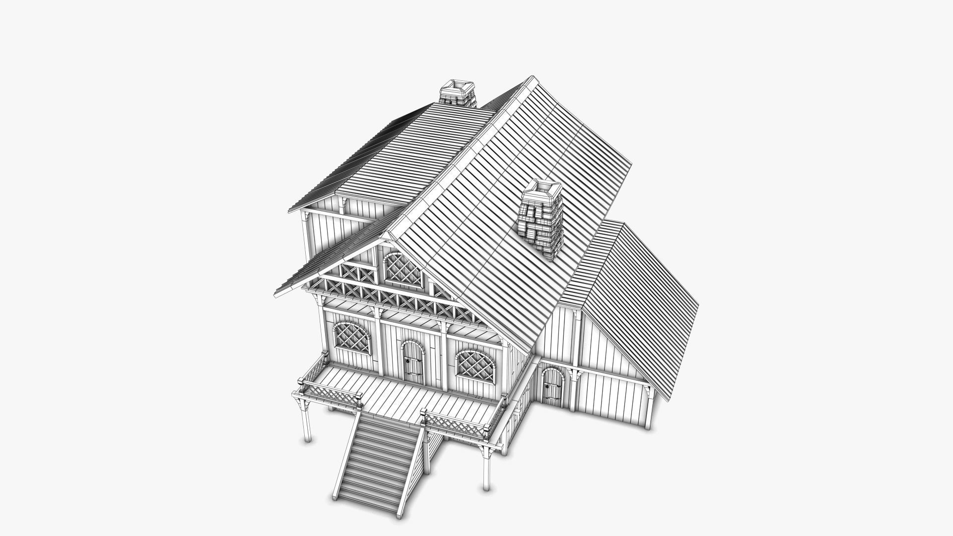 Cottage 02 Low-poly 3D model_11