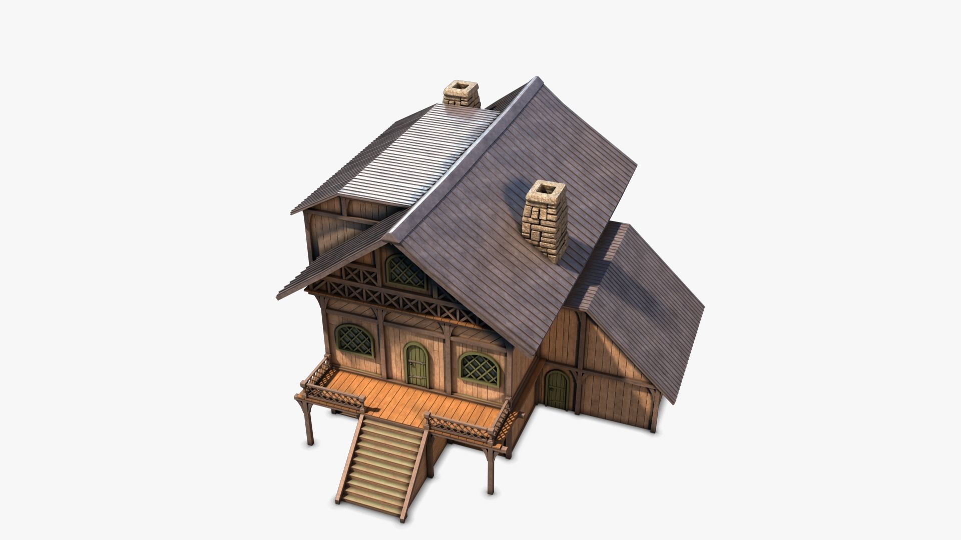 Cottage 02 Low-poly 3D model_6