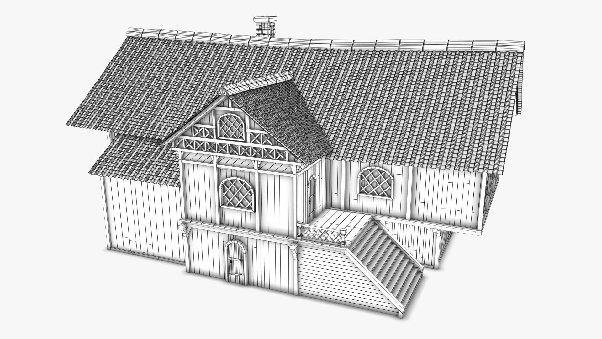 Cottage 03 Low-poly 3D model_9