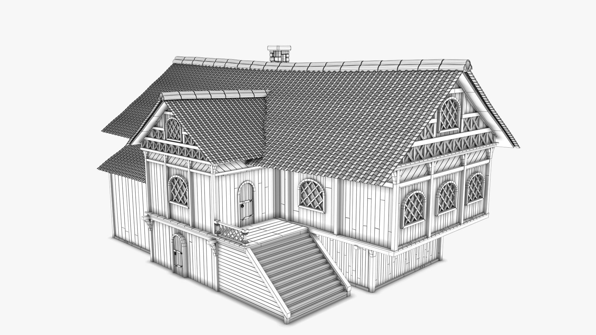 Cottage 03 Low-poly 3D model_7