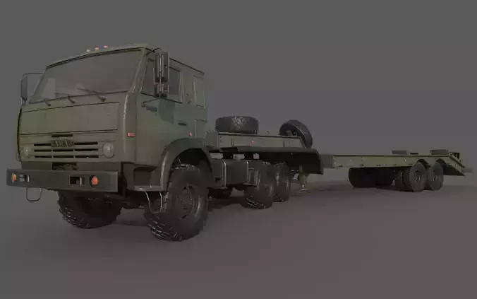 Kamaz 44100 with Trailer 3D model