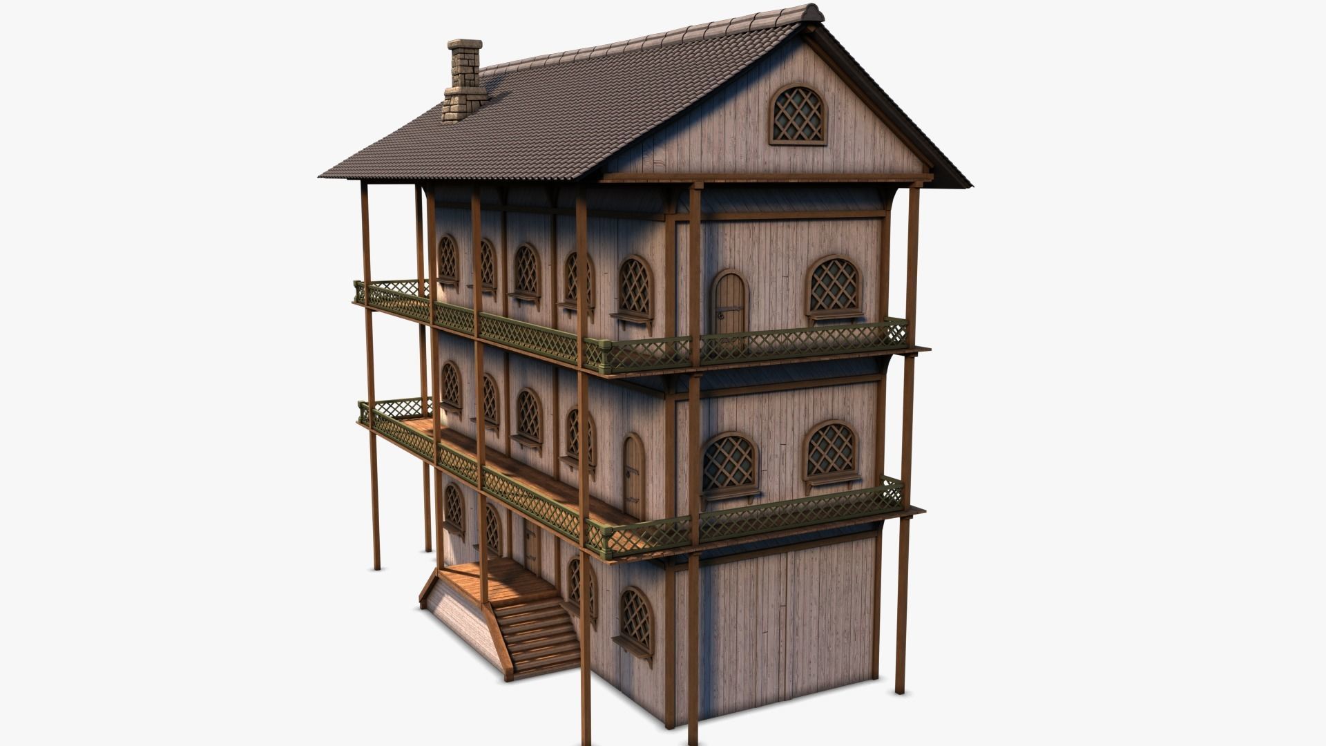 cottage 04 Low-poly 3D model_6