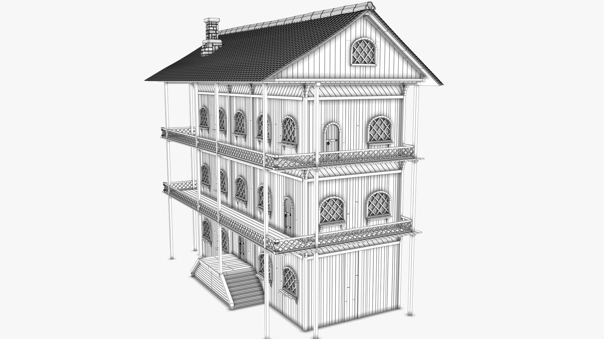 cottage 04 Low-poly 3D model_12