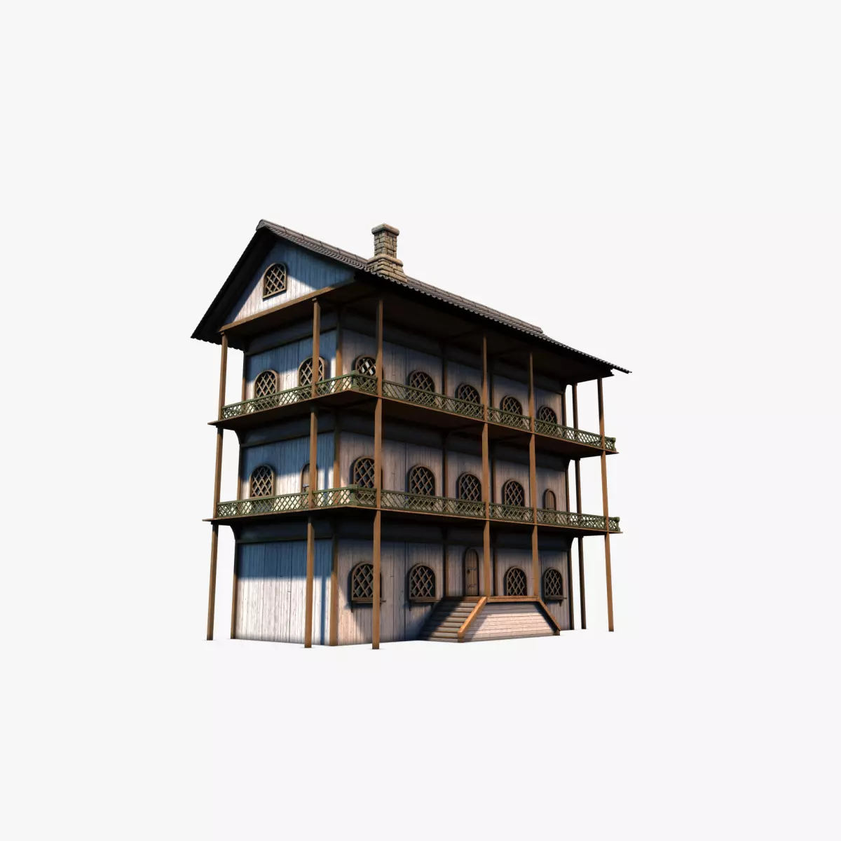 cottage 04 Low-poly 3D model_0