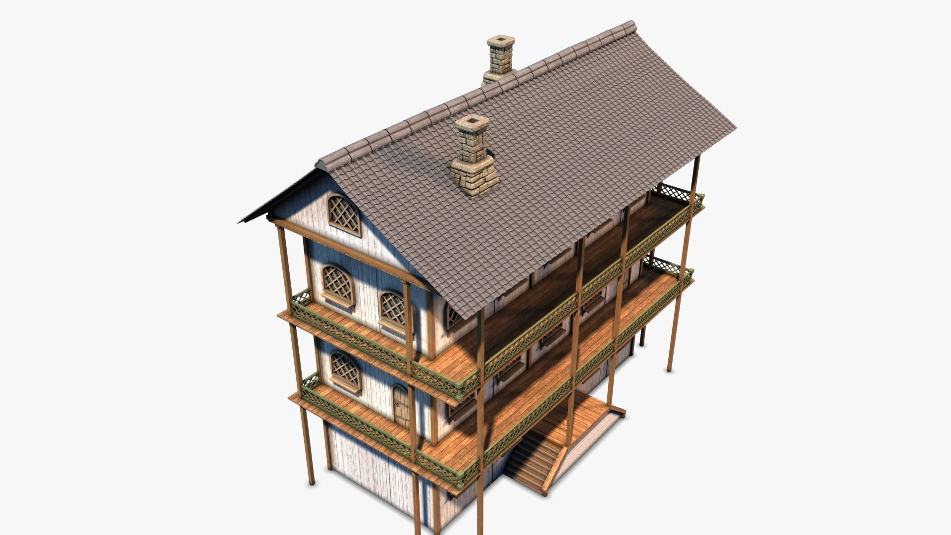 cottage 04 Low-poly 3D model_5