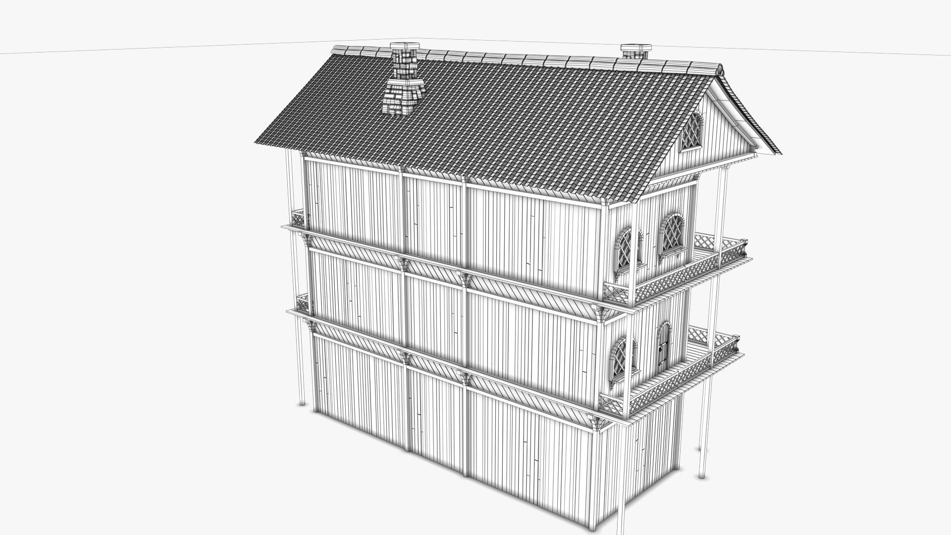 cottage 04 Low-poly 3D model_13