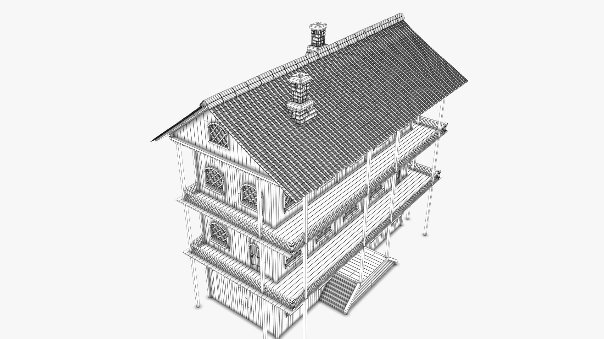 cottage 04 Low-poly 3D model_11