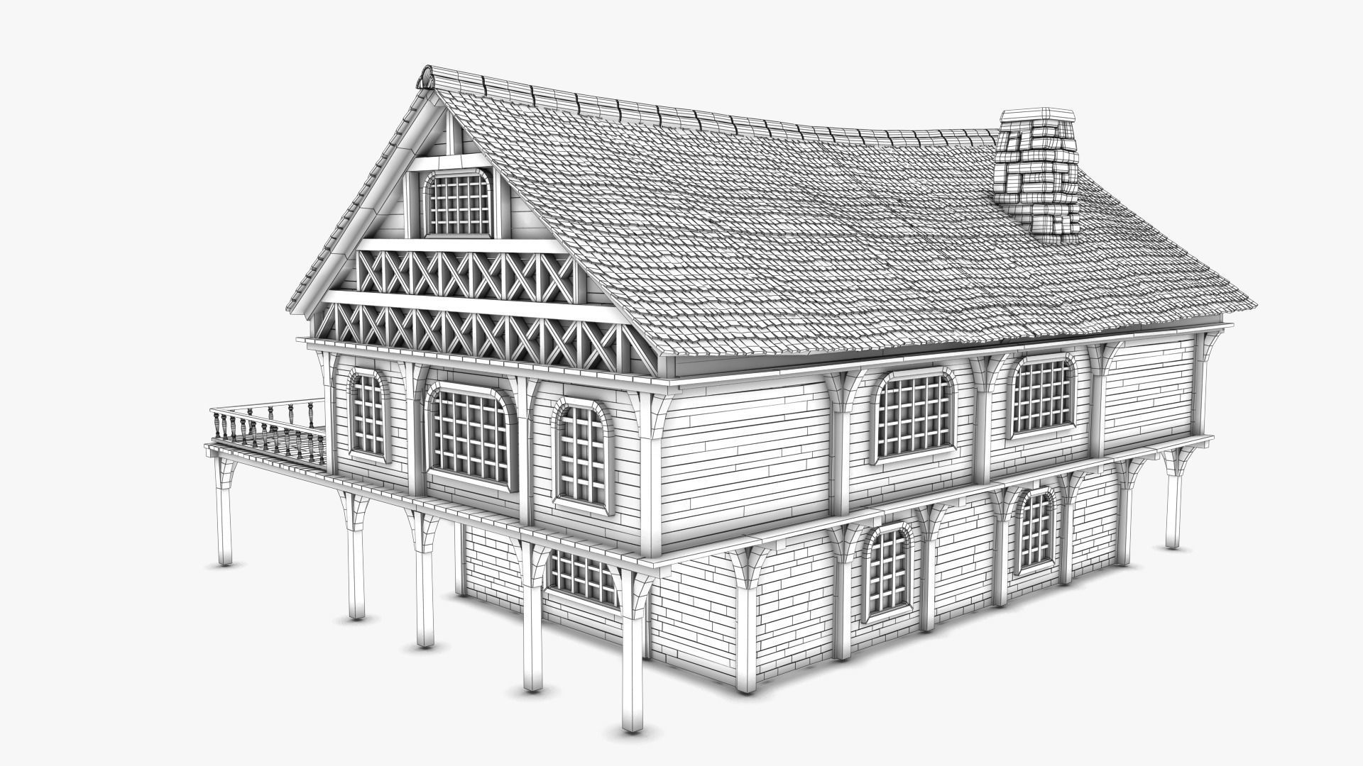 Cottage 06 Low-poly 3D model_7