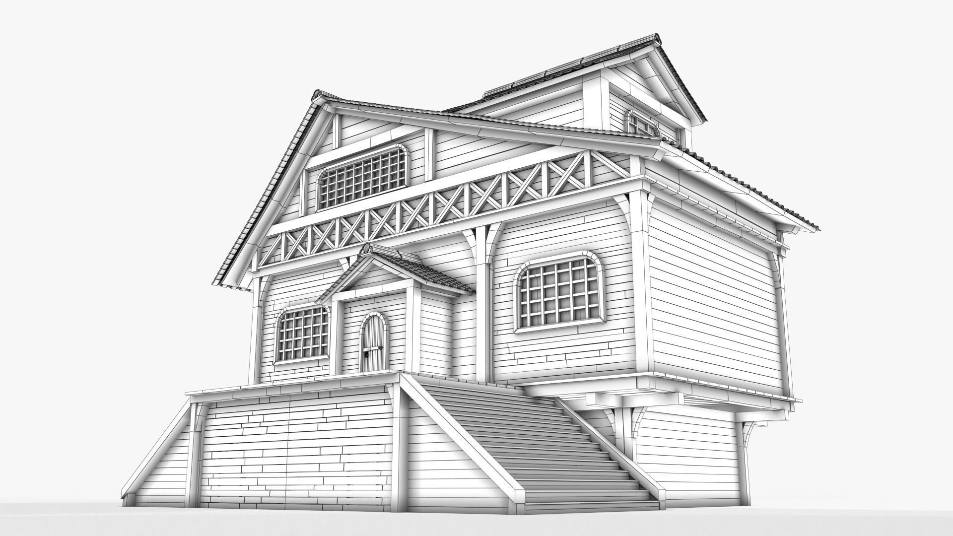 Cottage 07 Low-poly 3D model_9