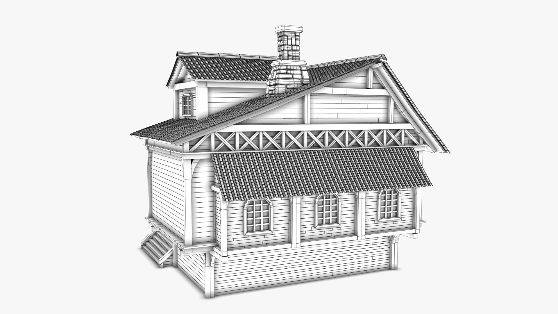 Cottage 07 Low-poly 3D model_10